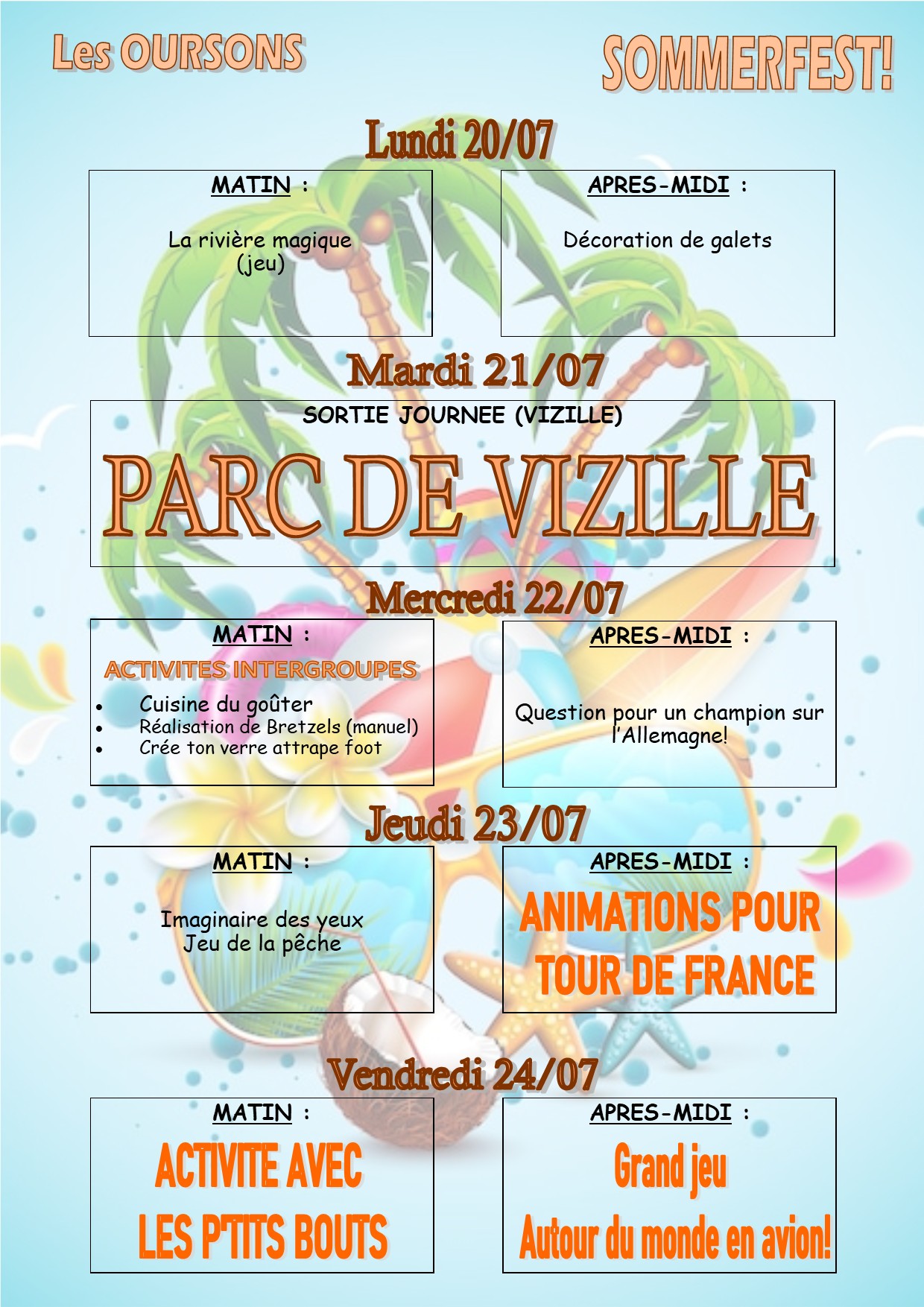 VACANCES ETE 2026 oursons